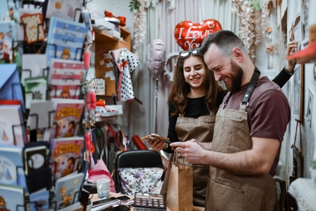 Valentine's decor in shop