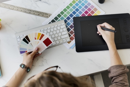 Designer with a color palette